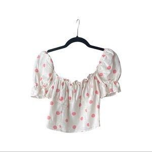 Reformation Linen Polka Dot Top (smocked back with zipper)